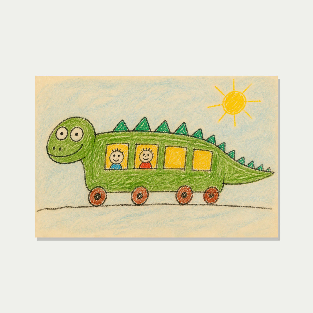 Dinosauriebuss Tryck – Väggkonst för barn